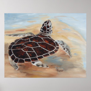 Poster Tête vers le haut de copie de tortue
