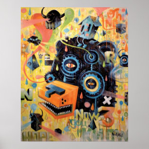 Poster Tête volante d'ours