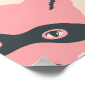 Poster Têtes Bandit Fox : Motif rose beige (Coin)