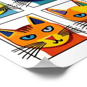 Poster Têtes de chats sobres Fun Whimsical Pop Art Style  (Coin)