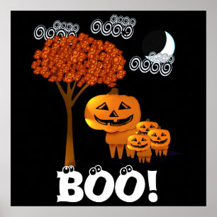 POSTER TÊTES DE CITROUILLE D'HALLOWEEN