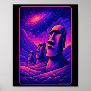 Poster Têtes de Moai de l'île de Pâques - Galaxie extrate