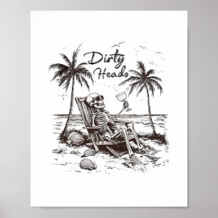 Poster Têtes sales squelette coucher de soleil ambiance d