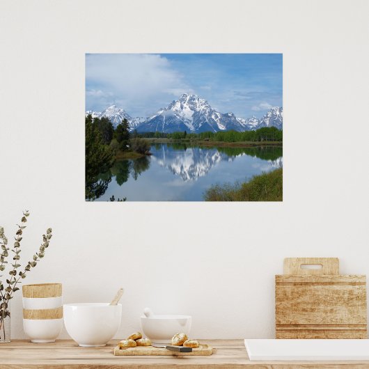 Poster Teton Mountain Reflection (Cuisine)