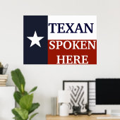 Poster Texan Parlé Ici (Bureau à domicile)