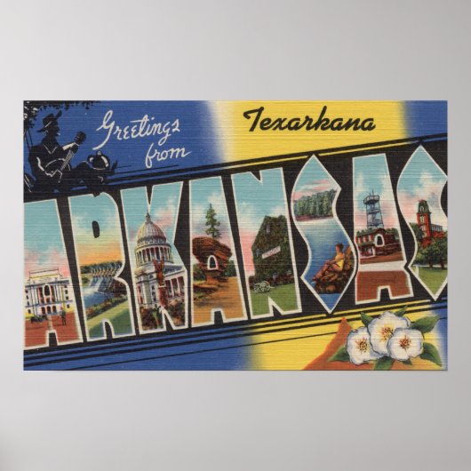Poster Texarkana, Arkansas - Scènes de grandes lettres (Devant)