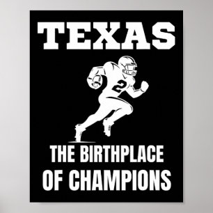 Poster Texas American Football Champion Légends Joueurs T