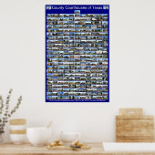 Poster Texas County Courthouses (blauw verticaal) (Keuken)