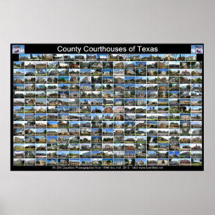 Poster Texas County Courthouses (zwart horizontaal