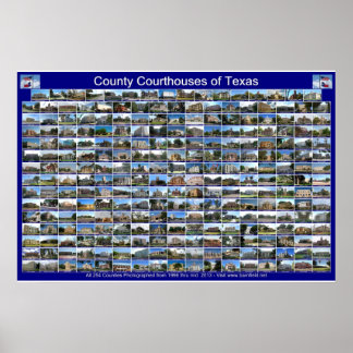 Poster Texas Courthouses (blauw horizontaal)