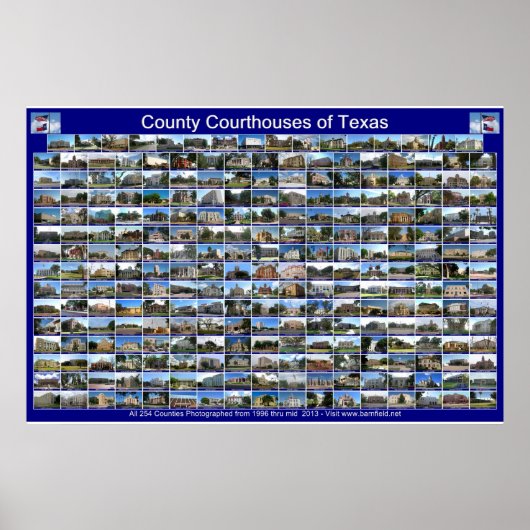 Poster Texas Courthouses (blauw horizontaal) (Voorkant)