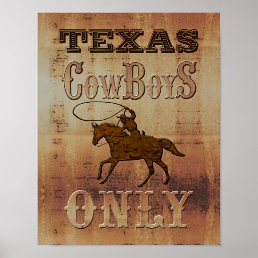Poster Texas~ Cowboys uniquement (Devant)