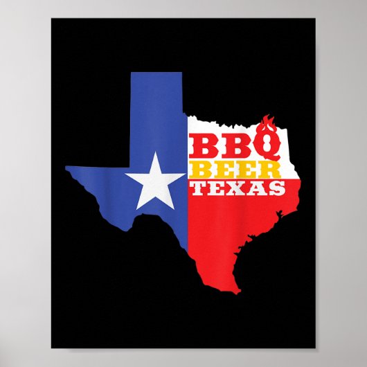 Poster Texas Drapeau Carte Summer Barbecue Funny Bière Bb (Devant)