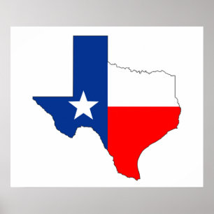 Poster texas etats-unis amérique drapeau forme étiquette