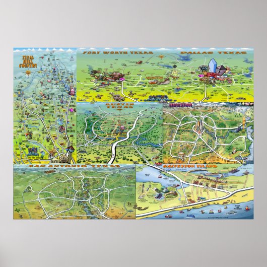 Poster Texas Fun Maps (Devant)