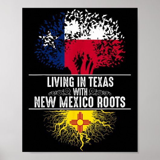 Poster Texas Home New Mexico Roots State Tree Flag Love G (Devant)