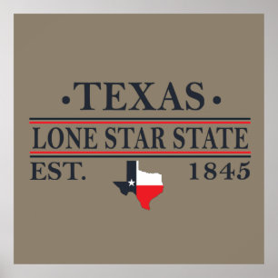 Poster texas le contour de l'état étoile seule