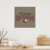 Poster texas l'étoile solitaire contour de l'état (Cuisine)