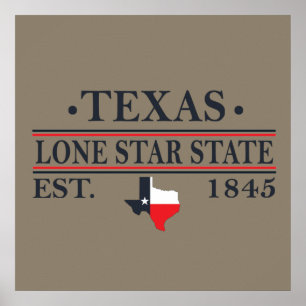 Poster texas l'étoile solitaire contour de l'état