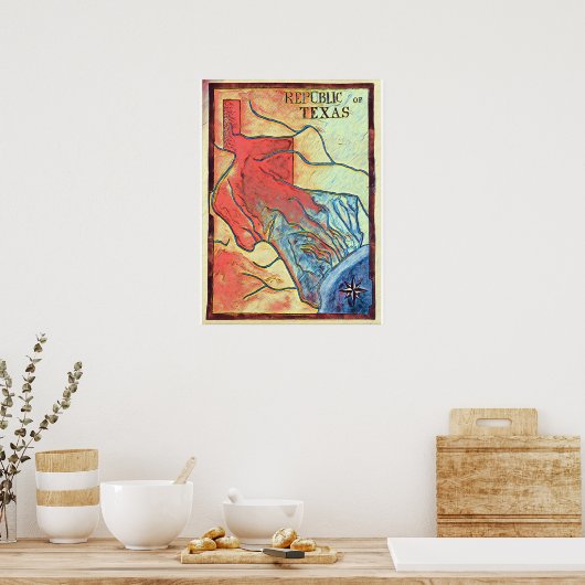 Poster Texas Map (Keuken)