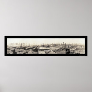 Poster Texas Oil Field & Town Photo 1919