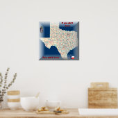 Poster texas-road-map (Cuisine)