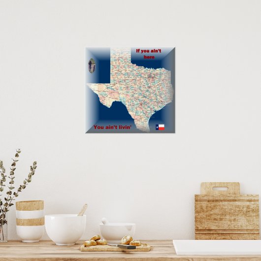 Poster texas-road-map (Cuisine)