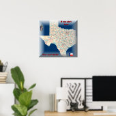 Poster texas-road-map (Bureau à domicile)