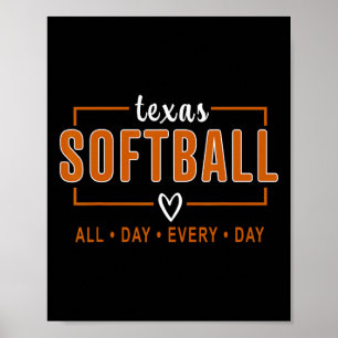 Poster Texas Softll Vintage Femmes Hommes Enfants Équipe