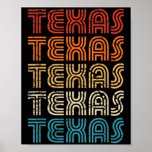 Poster Texas State Country Rétro Vintage Pour Hommes Femm