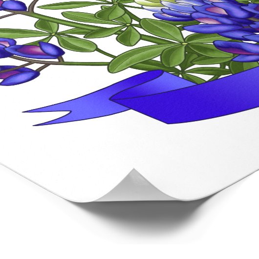 Poster Texas State Mockingbird & Bluebonnet Flower (Coin)