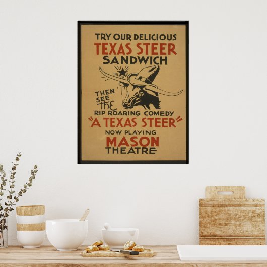 Poster Texas Steer (Cuisine)