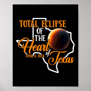 Poster Texas Total Éclipse Solaire Avril 8 2024 Tot Carte