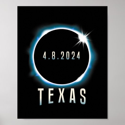 Poster Texas Total Solar Eclipse 2024 Bleu Avril 8 Hommes (Devant)