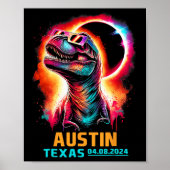 Poster Texas Total Solar Eclipse 2024 T Rex Dinosaur (Devant)