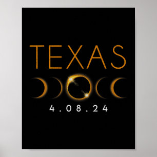 Poster Texas Total Solar Eclipse Avril 8 2024 Texas Solar