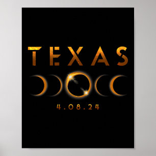 Poster Texas Total Solar Eclipse Avril 8 2024 Texas Solar