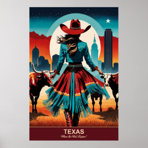 Poster Texas Travel : l'endroit où l'Ouest commence à voy