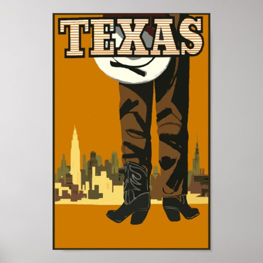 Poster Texas USA Cowboy Boots Vintage voyage (Devant)
