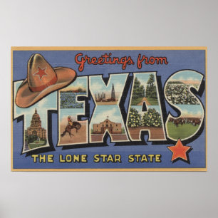 Poster TexasSalutations De L'État Lone Star
