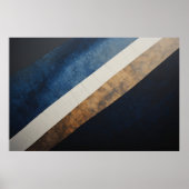 Poster Texte Abstrait Diagonal Bleu Or Texturé (Devant)