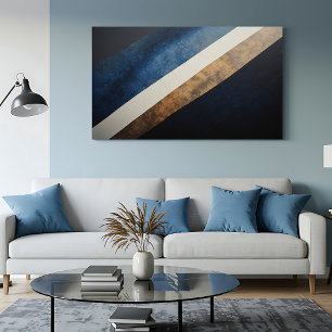 Poster Texte Abstrait Diagonal Bleu Or Texturé