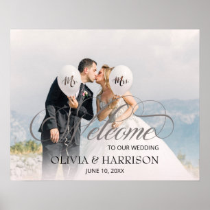 Poster Texte de calligraphie sur une photo de mariage de 