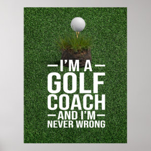 Poster Texte de golf Je suis entraîneur de golf