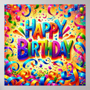 Poster Texte de joyeux anniversaire