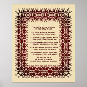 Poster Texte de la Bible Filigree Proverbes Chapitre 1 :