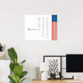 Poster Texte de la Constitution américaine Drapeau améric (Bureau à domicile)