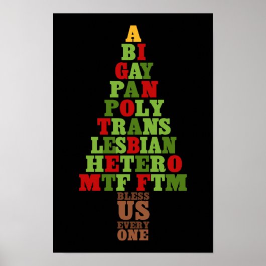 Poster Texte de l'arbre de Noël de la diversité (Devant)