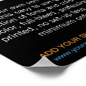 Poster Texte de l'auteur moderne personnalisé noir (Coin)