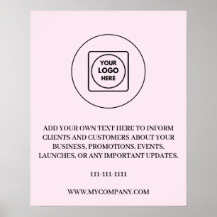 Poster Texte de logo personnalisé Blush Rose Esthétique 